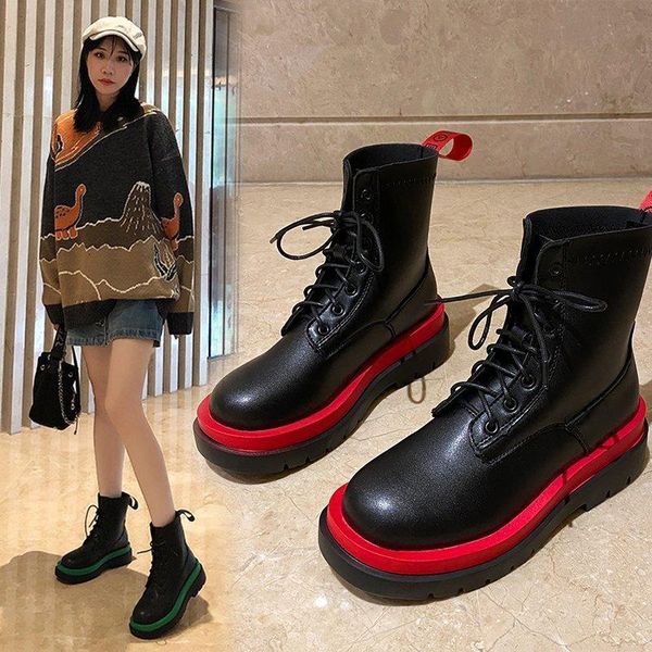 

boots 2021 style winter women's shoes british ins trendy thin handsome short botas de mujer altas, Black