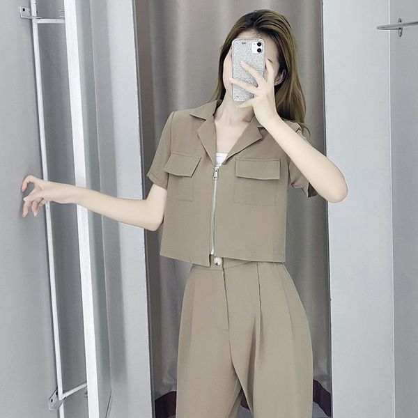 

women's two piece pants fashion temperament goddess fan suit female 2021 summer fried street hepburn wind slim slimming two-piece, White