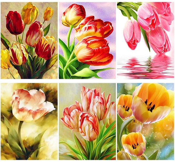 

diamond painting tulip flower diy full round or square rhinestone mosaic diamante embroidery cross stitch kits wall art gift