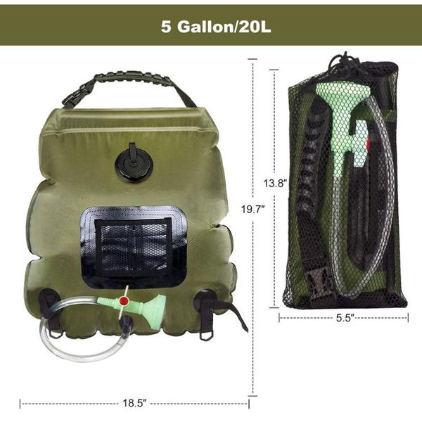 

hydration packs 20l camping shower bag outdoor hiking solar water storage with nozzle for beach swimming (