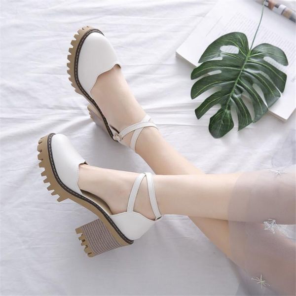 

vintage punk gothic women sandals chunky block square high heels platform cross tied gladiator ladies shoes pink, Black