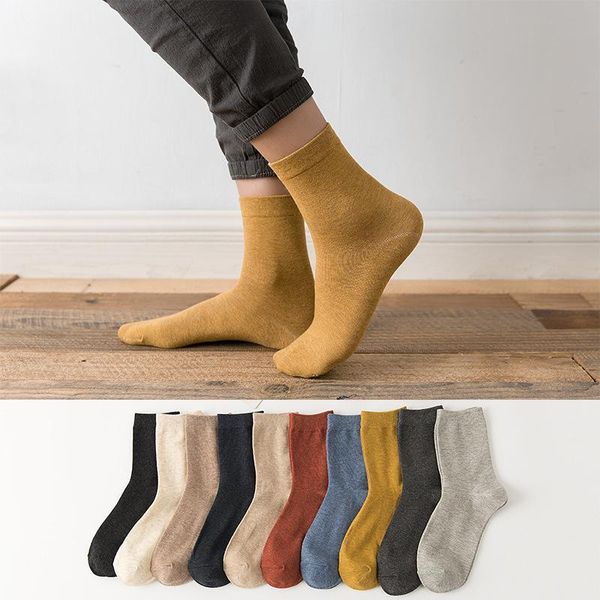 

men's socks product solid color couple style fashion trend tube cotton casual wholesale clothes, Black