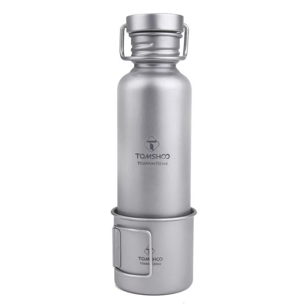 

water bottle tomshoo 750ml full titanium with extra plastic lid ultralight outdoor camping hiking cycling sport