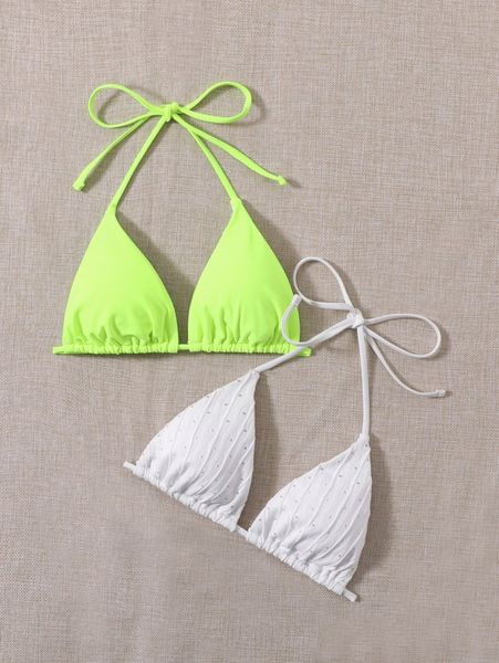 

2pack halter triangle bikini k4gt#, White;black
