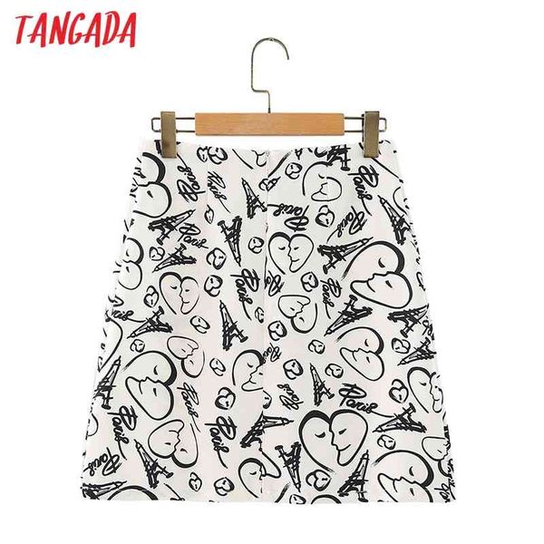 

women print skirts faldas mujer zipper french style female mini skirt 2m132 210416, Black