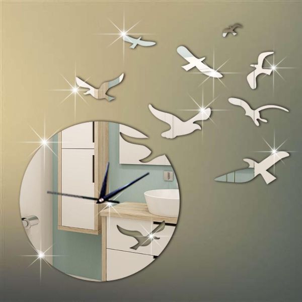 

wall clocks digital clock acrylic mirror diy decoration metal decorations living room watch modern decor bb50wc