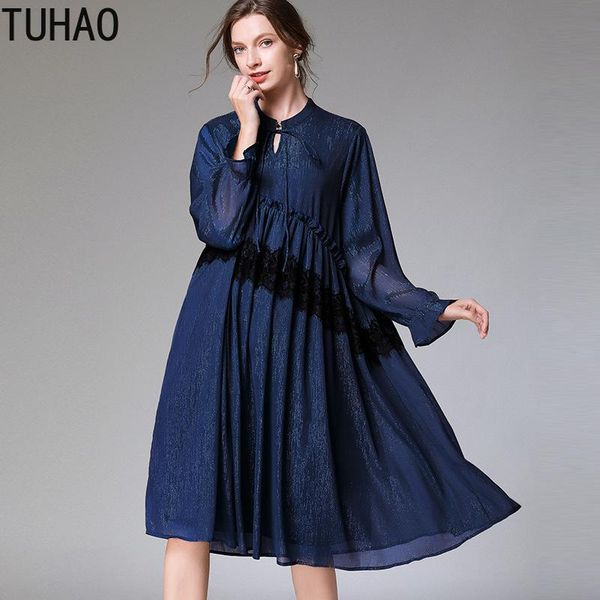 

loose dresses for women 2021 autumn winter lace stitching large size 5xl 4xl 3xl dress office lady elegant wm05 casual, Black;gray