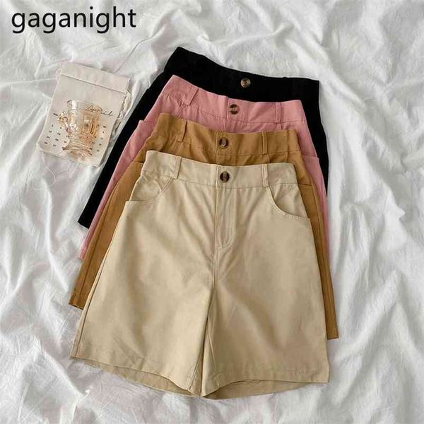 

solid fashion women short high waist pocket summer casual loose office lady spring girls shorts korean drop 210601, White;black