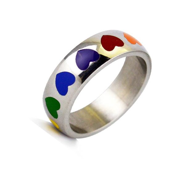 

cluster rings simple multi color love heart wedding for couples anillos mujer 316l stainless steel jewelry bague femme women accessories, Golden;silver