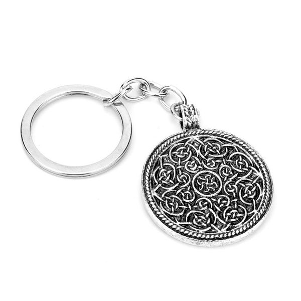 

keychains hanchang fashion flower of life keyring metal pendant mandala key chain sacred geometry keychain handmade jewelry for women gift, Silver