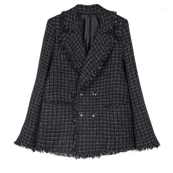 

women's wool & blends loose blend coat women long sleeve turn-down collar outwear jacket casual autumn winter elegant overcoat black cl