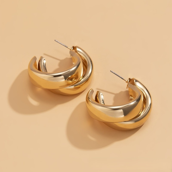 

stud trendy simple metal earrings for woman classic korean big gold hoops temperament girl's party 2021 jewelry, Golden;silver