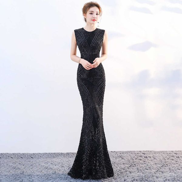 

luxury party evening dress 1587# star same evening , lady sequin fishtail dinner, annual meeting party, slim and long style, White;pink