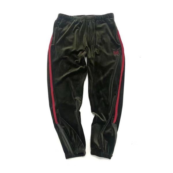 

men's pants melhor verso 1:1 japo agulhas lado listrado borboleta bordado masculino de pista corredores ajuste reto solto calas moletom, Black
