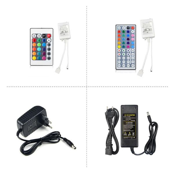 Şeritler 1 adet LED şerit ışık Accessoires 24Key 44key RGB Uzaktan Denetleyici 12V UK UK AB 3A / 5A Güç Kaynağı 3528 2835LED STRIPSL