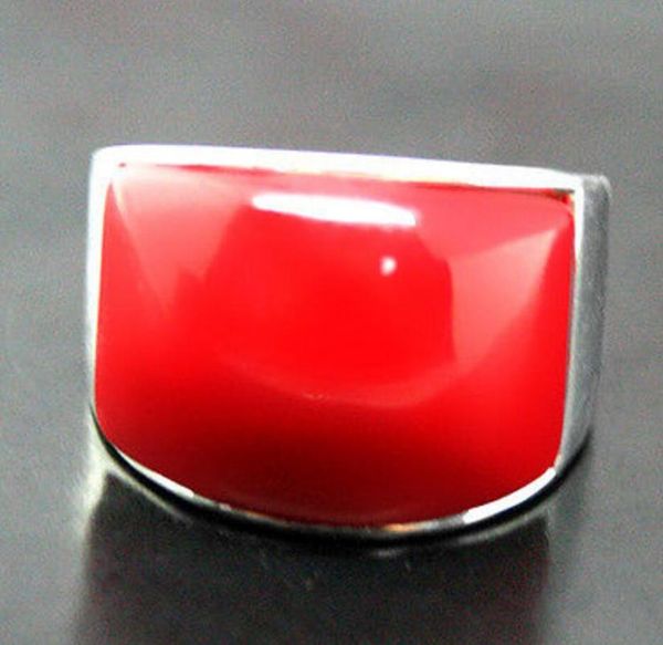 

cluster rings fashion jewelry wholesale good 12*16mm rare red coral 925 sterling silver ring size 7/8/9/10 silver-jewel, Golden;silver