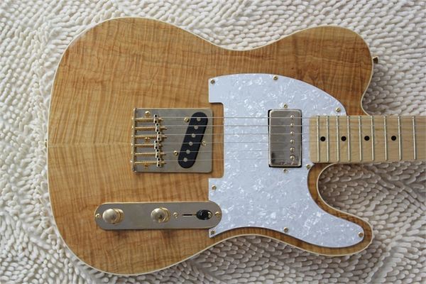 

6 strings natural electric guitar with birdseye veneer,abalone inlay,active pickups