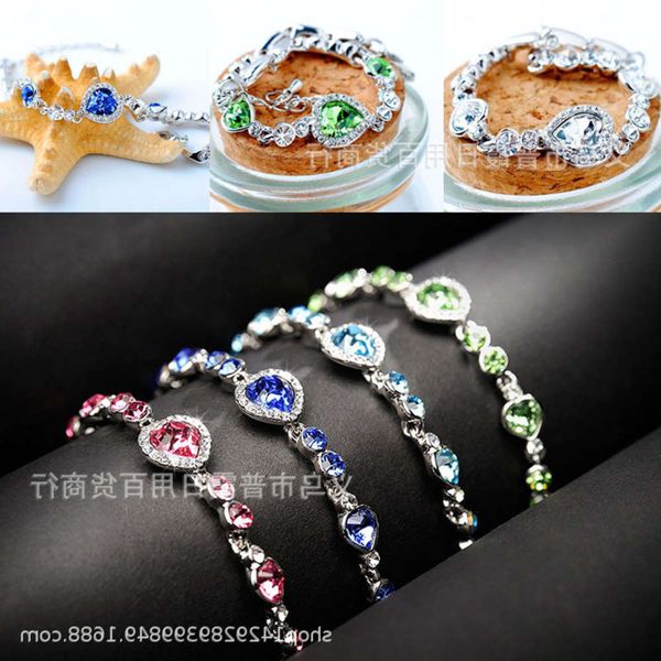 

hand catenary sea heart crystal korean jewelry bracelet peach heart bracelet, Black