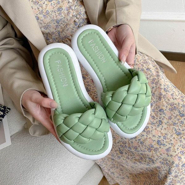 

shoes low ladies' slippers luxury slides slipers women flat designer 2021 rubber soft rome pu basic woman's slide, Black