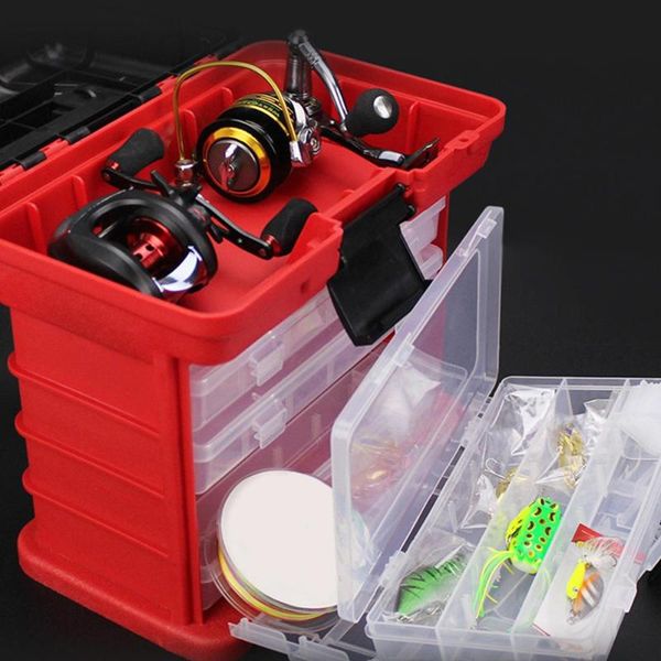 

portable fishing box multi-layer fish lures container bait tackle storage case 5 layer plastic organizer accessories