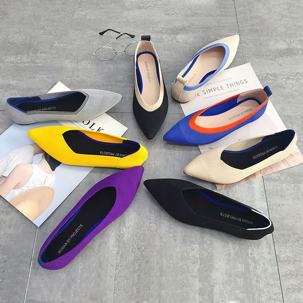 

zapatos punta estrecha mujer, calzado cmodo, planos de ballet para mujer, Black