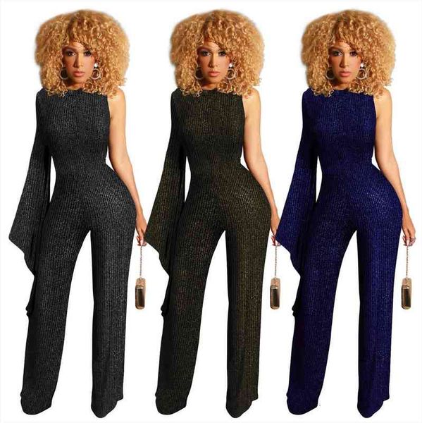 

elegant slash neck fashion womens rompers full sleeve shinny solid, Black;white