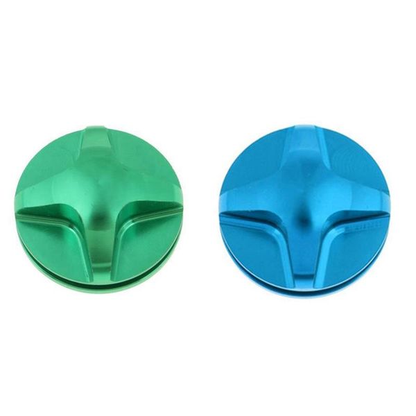 

tools 2pcs bicycle fork cover front gas shoulder caps aluminum alloy nozzle for bikes fork, green & blue