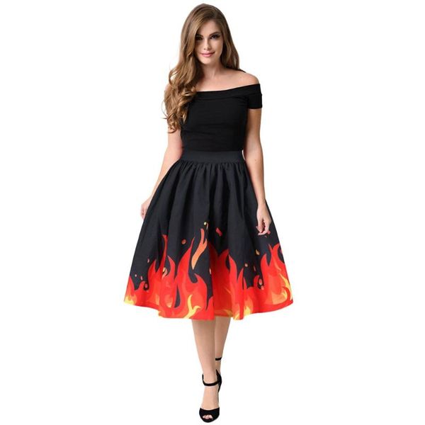 

skirts preppy japanese korea short 2021 women casual christmas santa flare elastic high waist cosplay ball gown skirt z0326, Black