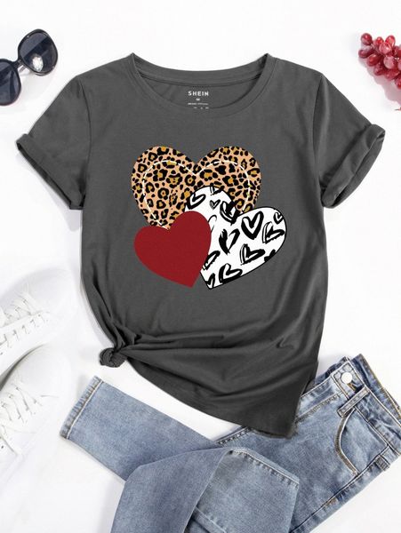 

heart and leopard print tee n8pj#, White