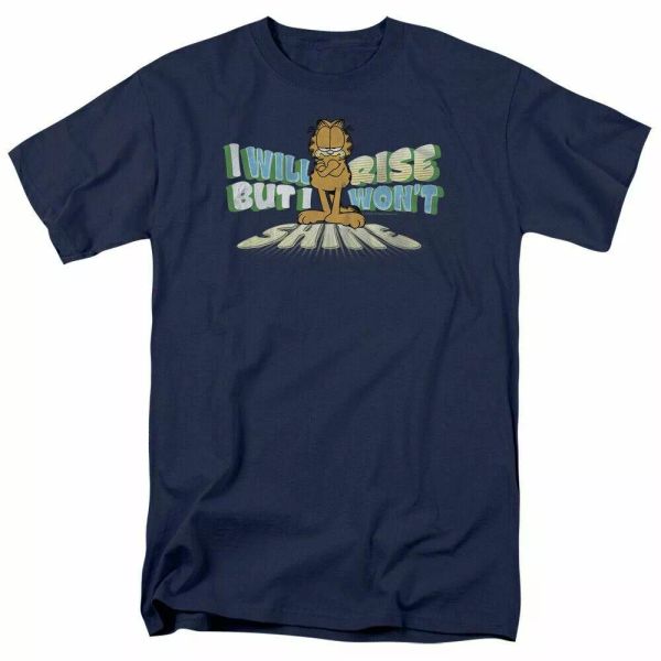 

garfield rise not shine t shirt mens licensed cat jim davis comic tee navy, White;black