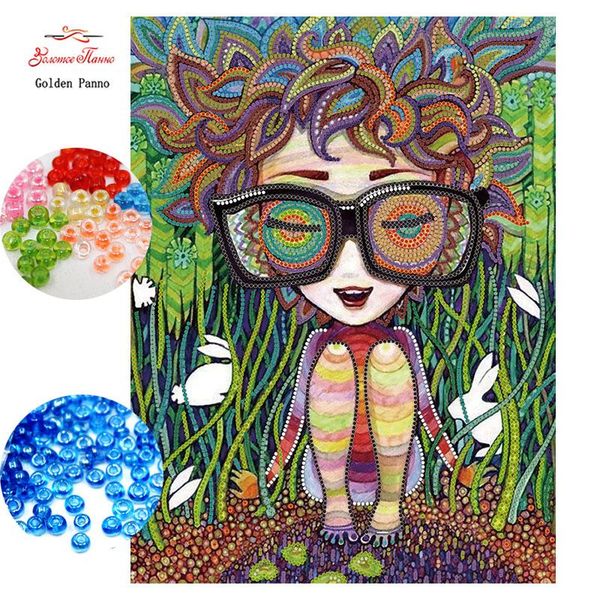 

diamond painting goldenpanno needlework diy bead cross stitch embroidery girl precise printed character pattern stitching 912