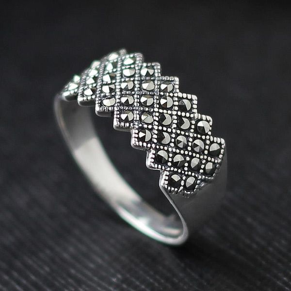 

cluster rings inspired design silver inlaid marxite wide version retro men's and women's ring style art party jewelry accessories, Golden;silver