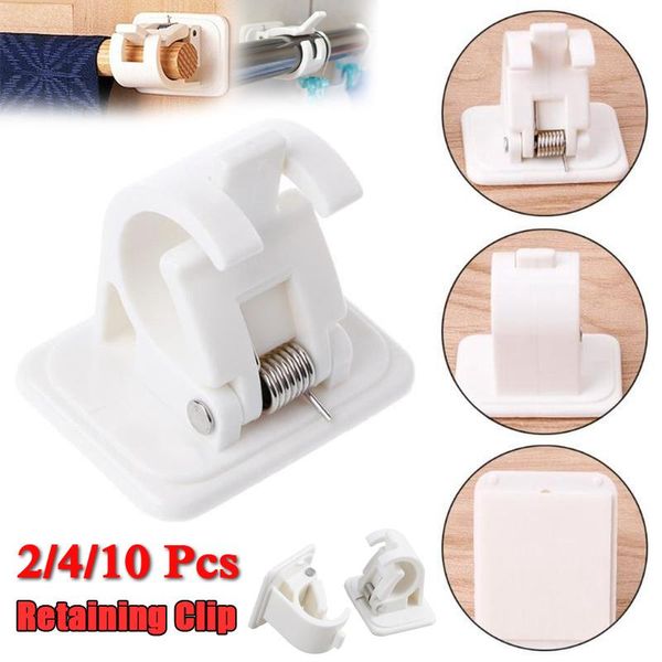 

2/4/10 pcs curtain rod retaining clip bathroom fixed clamp hooks waterproof self-adhesive wall hanging holders & rails
