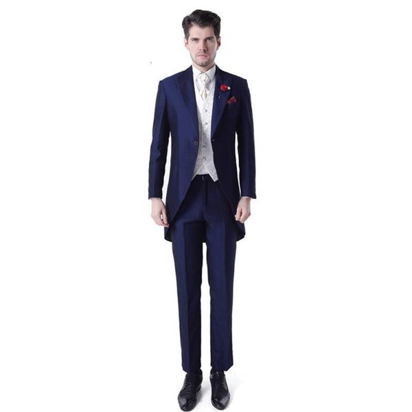 

men's suits & blazers fashion men 3 pieces slim fit wedding groom tuxedos prom party wear suit blazer (jacket+pants+vest) si2a, White;black