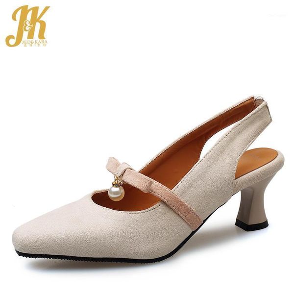 

dress shoes jk plus size 32-46 flock women pumps square toe footwear thick high heels female party slingback woman spring 20211, Black