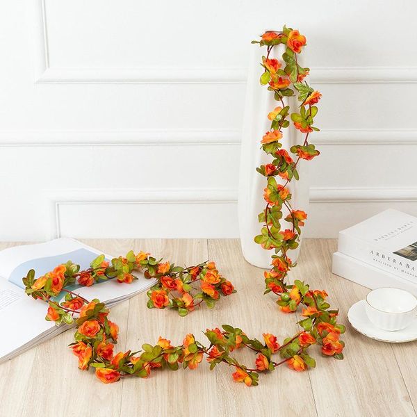 

250cm long artificial rose flowers vine autumn cane backdrop decor silk fake rattan garland for wedding home el decoration decorative & wrea