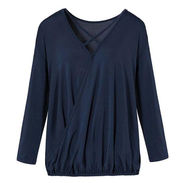 

women's blouses & shirts loose women causal v-neck blouse solid color long sleeve ol work autumn t-shirts 2022 fashion woman blusa, White