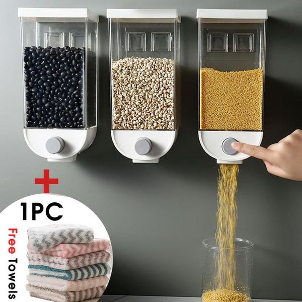 

storage bottles & jars 1500ml wall hanging whole grains food container kitchen grain rice beans sealed oatmeal dispenser