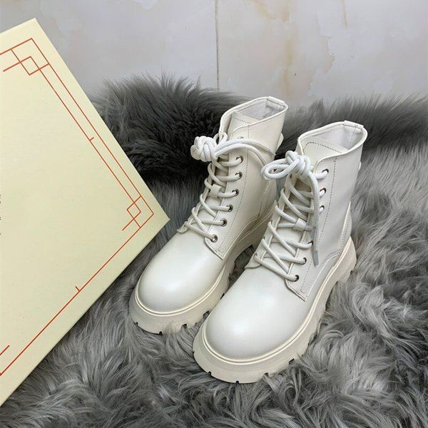 

winter fashion wander boots classic women booties leather platforms round toe heel ankle boot r ladies thick bottom size 35-40, Black