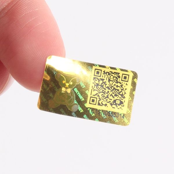 Etiqueta quebrado do laser quebrado do vazio do ouro personalizado com etiquetas anti-falsificadas do holograma do código QR