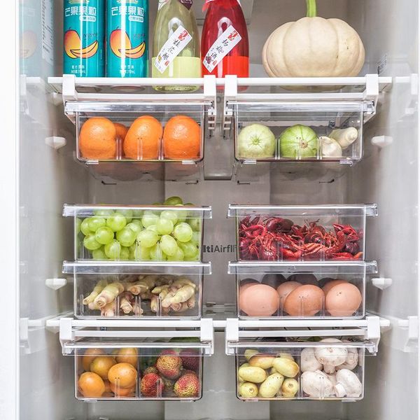 

storage bottles & jars 1/4/8 grid pet refrigerator drawer adjustable transparent fridge organizer stackable pull-out food container for pant