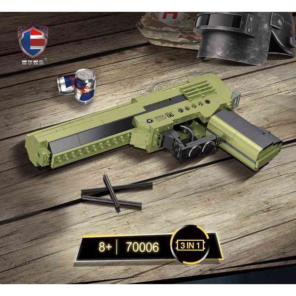 

rael 70006 building block desert eagle hand grab 3 in 1 military creative series assembled small particle model toys