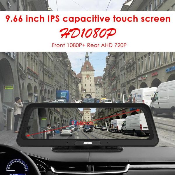 

phisung e92 fhd 1080p dash camera dual lens 9.66 inch car dvr video recorder before and after double recording loop dvrs