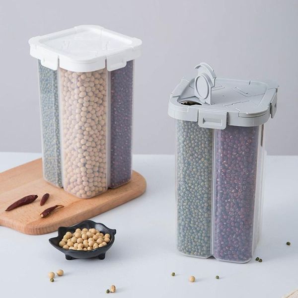 

storage bottles & jars 2/4 grids household transparent lid sealed jar food can bottle container tank box