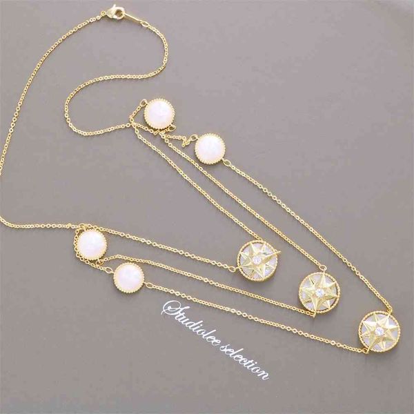 

2021 luxury designer jewelry display rose lucky compass heavy industry long chain sweater autumn 2021 new, Silver