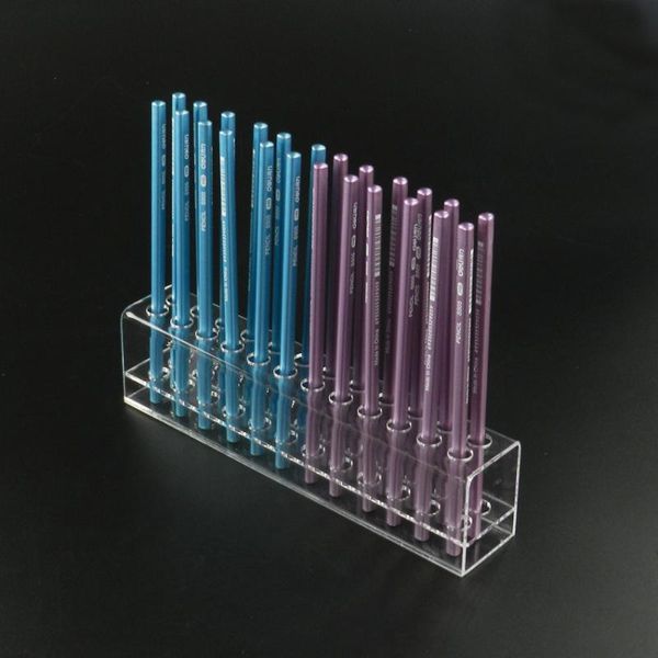

storage boxes & bins clear acrylic makeup organizer 24 slots eyebrow pencil pen holder eyeliner display stand shelf makup brush case