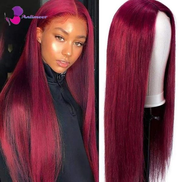 

lace wigs silky straight front wig body wave 99j closure human hair 427 highlight color for black woman, Black;brown
