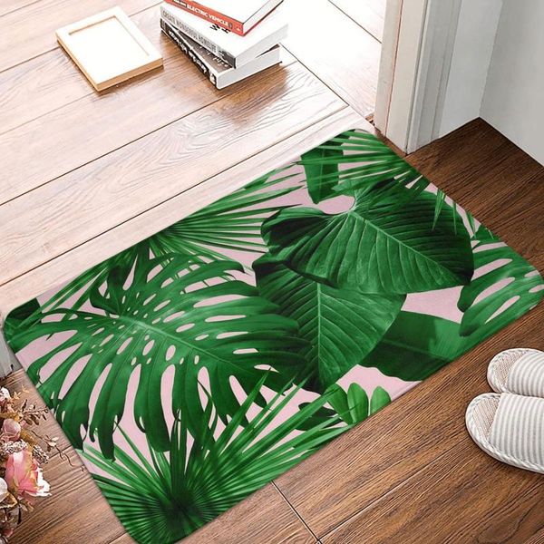 

carpets palm tropical leaves cactus monstera doormat printed polyeste bathroom entrance floor carpet home rug dustproof foot pad