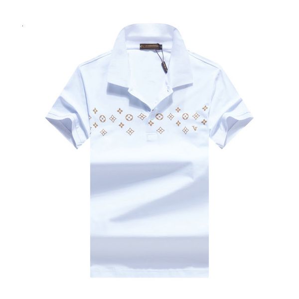 

2021 men's t-shirt european american fashion brand quality polo letter embroidered short sleeve casual and business double lapel shirt, White;black