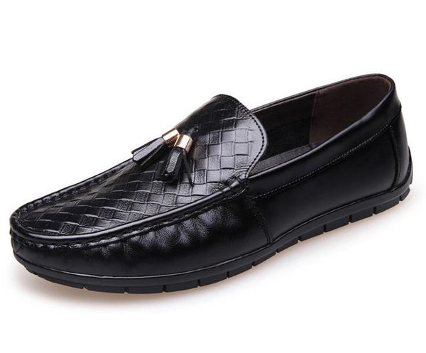

dress shoes chain decoration genuine leather flats business loafer gentle mens travel walk shoe casual comfort breath for men zy90, Black